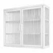 Glass Display Cabinet Wall Mounted Metal Bathroom Kitchen Pantry Cupboard Storage Case Bookshelf Shelving Unit Furniture 3 Tier Organiser