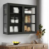 Glass Wall Cabinet Shelving Unit Metal Kitchen Cupboard Bathroom Medicine Storage Shelves Organiser 2 Door 3 Tier Display Book Case Shelf Furniture