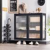 Glass Wall Cabinet Shelving Unit Metal Kitchen Cupboard Bathroom Medicine Storage Shelves Organiser 2 Door 3 Tier Display Book Case Shelf Furniture