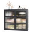 Glass Wall Cabinet Shelving Unit Metal Kitchen Cupboard Bathroom Medicine Storage Shelves Organiser 2 Door 3 Tier Display Book Case Shelf Furniture