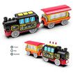 Motorized Train for Wooden Track, Remote Control Train with Magnetic Connection, Battery Operated Locomotive Train Set
