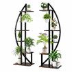 2Pcs 5 Tiered Plant Stand Shelf Metal Crescent Flower Pot Holder Indoor Outdoor Corner Shelves Garden Herb Large Storage Rack Black Brown