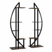 2Pcs 5 Tiered Plant Stand Shelf Metal Crescent Flower Pot Holder Indoor Outdoor Corner Shelves Garden Herb Large Storage Rack Black Brown