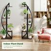 2Pcs 5 Tiered Plant Stand Shelf Metal Crescent Flower Pot Holder Indoor Outdoor Corner Shelves Garden Herb Large Storage Rack Black Brown