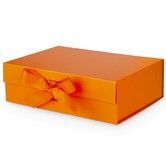 Gift Box with Lid for Presents 26x19x8cm with Ribbon and Magnetic Closure (1Pack,Orange)