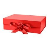 Gift Box with Lid for Presents 26x19x8cm with Ribbon and Magnetic Closure (1Pack,Red)