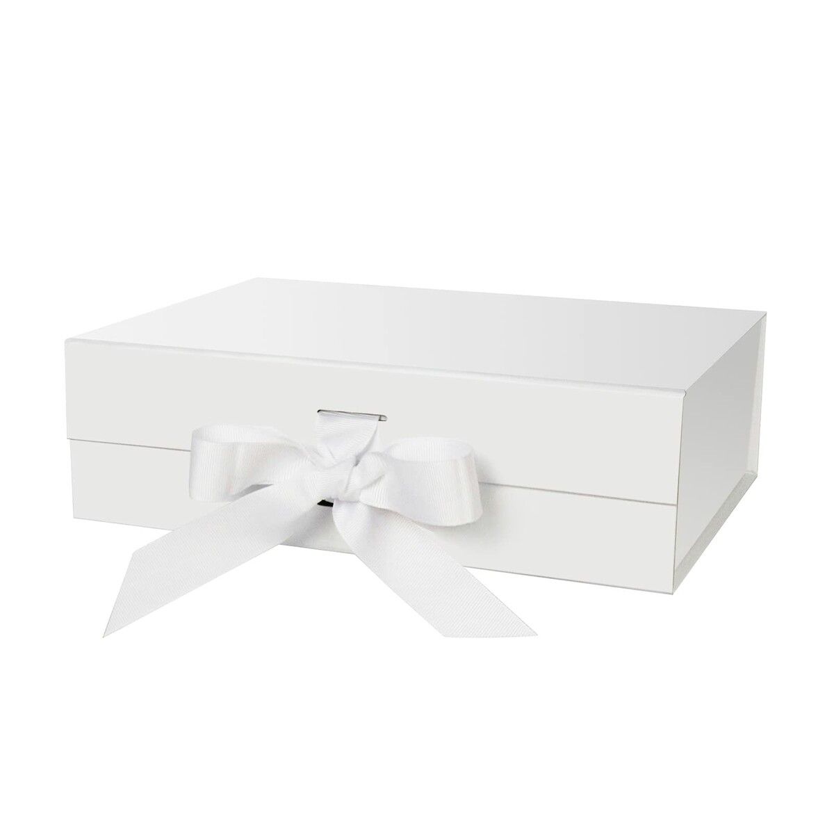 Gift Box with Lid for Presents 26x19x8cm with Ribbon and Magnetic Closure (1Pack,White)