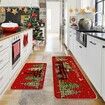 Christmas Kitchen Mats for Floor - Farmhouse Truck Buffalo Plaid Christmas Kitchen Decor - Red Christmas Kitchen Rugs Set of 2