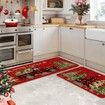 Christmas Kitchen Mats for Floor - Farmhouse Truck Buffalo Plaid Christmas Kitchen Decor - Red Christmas Kitchen Rugs Set of 2