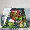 Christmas Grinch Blanket Soft 3D Throw Blanket, Green Cartoon Bed Blanket for Sofa Chair Bed Living Room-150*200cm