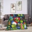 Christmas Grinch Blanket Soft 3D Throw Blanket, Green Cartoon Bed Blanket for Sofa Chair Bed Living Room-150*200cm