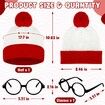 Cosplay Costumes,Red and White Striped Shirt,Christmas Halloween Shirt with Glasses Frame and Hat (Size:Large)