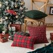 Christmas Plaid Decorative Throw Pillow Covers Scottish Tartan Cushion Case for Farmhouse Home Holiday Decor Red and Green,2Pack,60x60cm