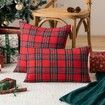 Christmas Plaid Decorative Throw Pillow Covers Scottish Tartan Cushion Case for Farmhouse Home Holiday Decor Red and Green,2Pack,50x50cm