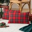 Christmas Plaid Decorative Throw Pillow Covers Scottish Tartan Cushion Case for Farmhouse Home Holiday Decor Red and Green,2Pack,40x40cm