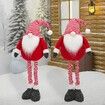 Christmas Decorations Bundle Red and White Striped Faceless Doll Standing Pose Figurine Elderly Retractable Ornament,1 Pack