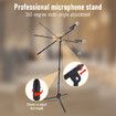 Microphone Stand Telescopic Boom Mic Arm Holder Mount Foldable Lightweight Adjustable Rotatable 85cm to 138cm with Tripod Base Black