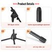 Microphone Stand Telescopic Boom Mic Arm Holder Mount Foldable Lightweight Adjustable Rotatable 85cm to 138cm with Tripod Base Black