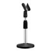 Desktop Mic Stand Table Top Microphone Holder Adjustable Short Disc Mount Detachable Heavy Duty Metal 26.9cm to 37cm with Non Slip Clip