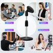 Desktop Mic Stand Table Top Microphone Holder Adjustable Short Disc Mount Detachable Heavy Duty Metal 26.9cm to 37cm with Non Slip Clip