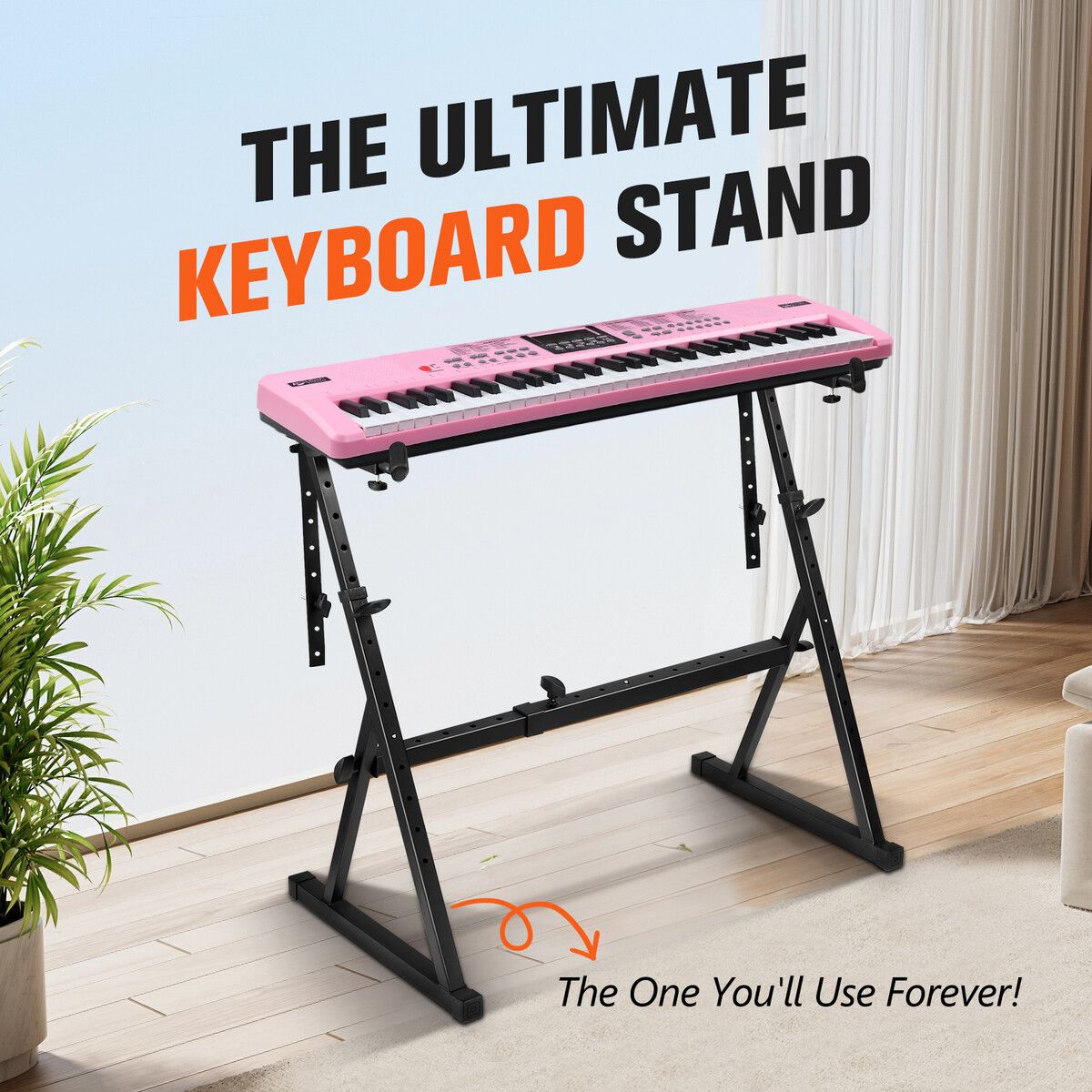 Z Style Piano Keyboard Stand Musical Instrument Holder Adjustable Portable Heavy Duty for 54 to 88 Keys Electric Pianos