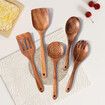 Wooden Spoons for Cooking,5 Pcs Wooden Utensils for Cooking Natural Teak Wooden Kitchen Utensils Set