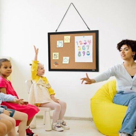 Cork Board Bulletin Board 24" x 18" with MDF Sticker Frame Wall Mounted