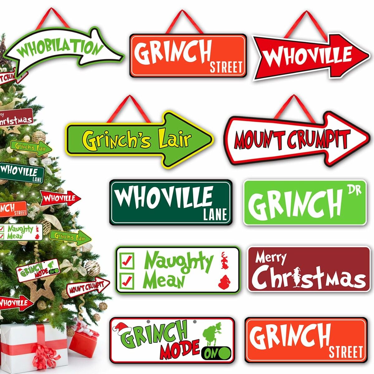 Christmas Tree Decorations,20Pcs Grinchs Christmas Tree Hanging Ornament Holiday Xmas Ornaments Grinchs Christmas Decorations Decor Home Indoors
