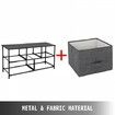 Dresser Storage Tower with 5 Fabric Drawer Steel Frame Storage Cabinet Bin Storage Organizer Unit Fabric Cube Dresser Chest Cabinet Light Gray (Gray/Wide)