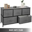 Dresser Storage Tower with 5 Fabric Drawer Steel Frame Storage Cabinet Bin Storage Organizer Unit Fabric Cube Dresser Chest Cabinet Light Gray (Gray/Wide)
