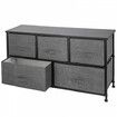 Dresser Storage Tower with 5 Fabric Drawer Steel Frame Storage Cabinet Bin Storage Organizer Unit Fabric Cube Dresser Chest Cabinet Light Gray (Gray/Wide)