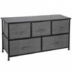 Dresser Storage Tower with 5 Fabric Drawer Steel Frame Storage Cabinet Bin Storage Organizer Unit Fabric Cube Dresser Chest Cabinet Light Gray (Gray/Wide)