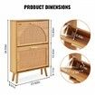 Shoe Cabinet with 2 Flip Drawers, Shoe Storage Cabinet for Entryway, Free Standing Shoe Storage Organizer with Rattan Doors for Heels, Boots, Slippers in Hallway, Living Room