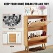 Shoe Cabinet with 2 Flip Drawers, Shoe Storage Cabinet for Entryway, Free Standing Shoe Storage Organizer with Rattan Doors for Heels, Boots, Slippers in Hallway, Living Room