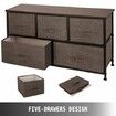 Dresser Storage Tower with 5 Fabric Drawer Steel Frame Storage Cabinet Bin Storage Organizer Unit Fabric Cube Dresser Chest Cabinet Coffee Wide (Coffee/Wide)