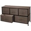 Dresser Storage Tower with 5 Fabric Drawer Steel Frame Storage Cabinet Bin Storage Organizer Unit Fabric Cube Dresser Chest Cabinet Coffee Wide (Coffee/Wide)