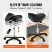 Saddle Stool Rolling Chair, Ergonomic Saddle Chair with Wheels, Height Adjustable Thickened PU Leather Swivel Stools Chair, for Kitchen, Salon, Spa, Tattoo, Clinic, Black