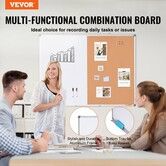 48"x 36" Whiteboard & Cork Board Combo with Aluminum Frame for School Home