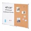 48"x 36" Whiteboard & Cork Board Combo with Aluminum Frame for School Home