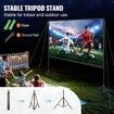 Projector Screen with Stand, 120 inch 16:9 4K 1080 HD Outdoor Movie Screen with Stand, Wrinkle-Free Projection Screen with Tripods and Carry Bag, for Home Theater Cinema Backyard Movie Night