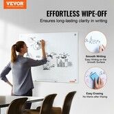 Magnetic Glass Whiteboard, Dry Erase Board 36"x24", Wall-Mounted Large White Glassboard Frameless, with Marker Tray, an Eraser and 2 Markers, White