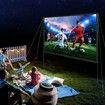 Projector Screen with Stand, 120 inch 16:9 4K 1080 HD Outdoor Movie Screen with Stand, Wrinkle-Free Projection Screen with Bar Feet and Carry Bag, for Home Theater Cinema Backyard Movie Night