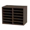 Wood Literature Organizer Adjustable File Sorter 12 Compartments Brown