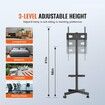 Mobile TV Stand, Mobile TV Cart for 23 to 60 inch TVs, Height Adjustable Portable TV Stand with Wheels, with A Tray for Audio-Visual Devices, Rolling TV Stand with Mount for Bedroom, Living Room
