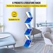 Literature Rack, 6 Pockets, Pop up Aluminum Magazine Rack, Lightweight Catalog Holder Stand w/Carrying Bag for Living Room, Hotel, Trade Show, Exhibition, Office