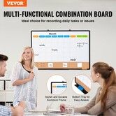 36"x24" Monthly Calendar Whiteboard & Cork Board Combo with Aluminum Frame