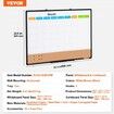 36"x24" Monthly Calendar Whiteboard & Cork Board Combo with Aluminum Frame
