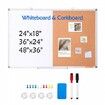 36"x 24" Whiteboard & Cork Board Combo with Aluminum Frame for School Home