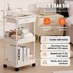 3-Tier Rolling Utility Cart with Drawer, Kitchen Cart with Lockable Wheels, Multifunctional Storage Trolley with Handle for Office, Living Room, Kitchen, Movable Storage Organizer Shelves, White