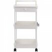 3-Tier Rolling Utility Cart with Drawer, Kitchen Cart with Lockable Wheels, Multifunctional Storage Trolley with Handle for Office, Living Room, Kitchen, Movable Storage Organizer Shelves, White